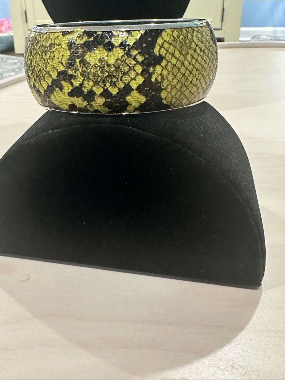 Yellow Snake-Print Bangle Bracelet